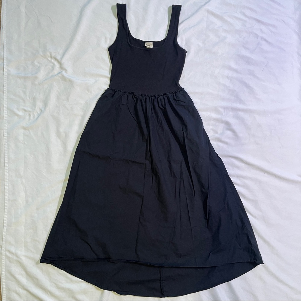 A New Day black long dress - minimalist light with pockets